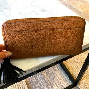 Fossil Clutch Tassel Zip Around Wallet
